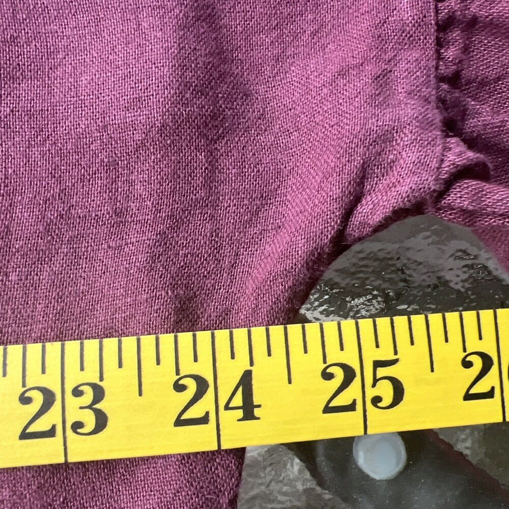 Elena Baldi Burgundy Linen Blouse Top Italy Made Size Large Boxy Relaxed Fit - Picture 8 of 12